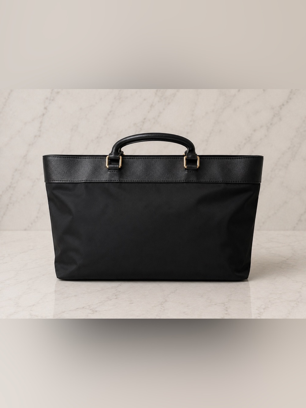 Michael Kors Black Nylon Tote with Gold Accents - Picture 2 of 8